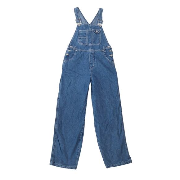 Vintage 90s Arizona Jean Co Blue Denim Straight Leg Overalls Large - Picture 1 of 4